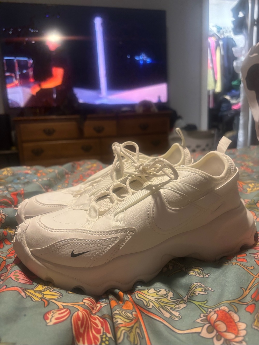 Nike Cream/White Chunky Platform Sneakers